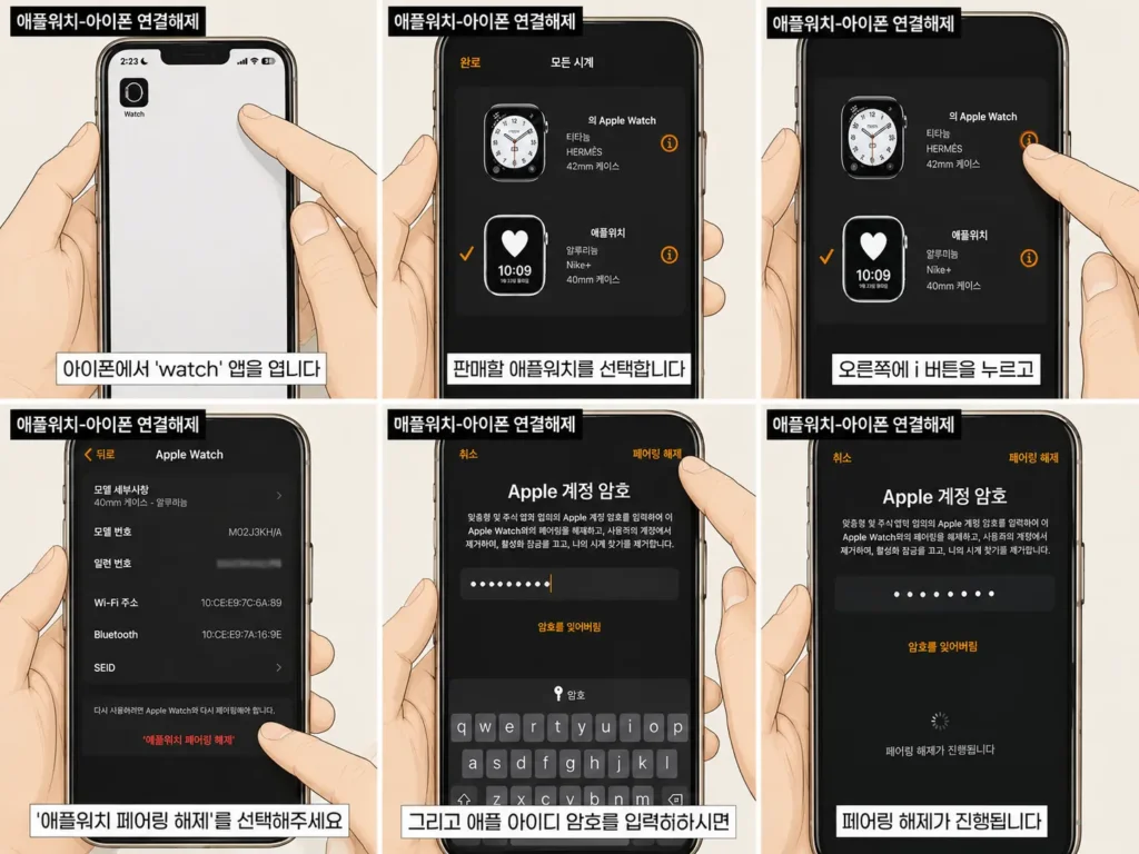 애플워치 매입 전에 페어링 해제 하는 방법 